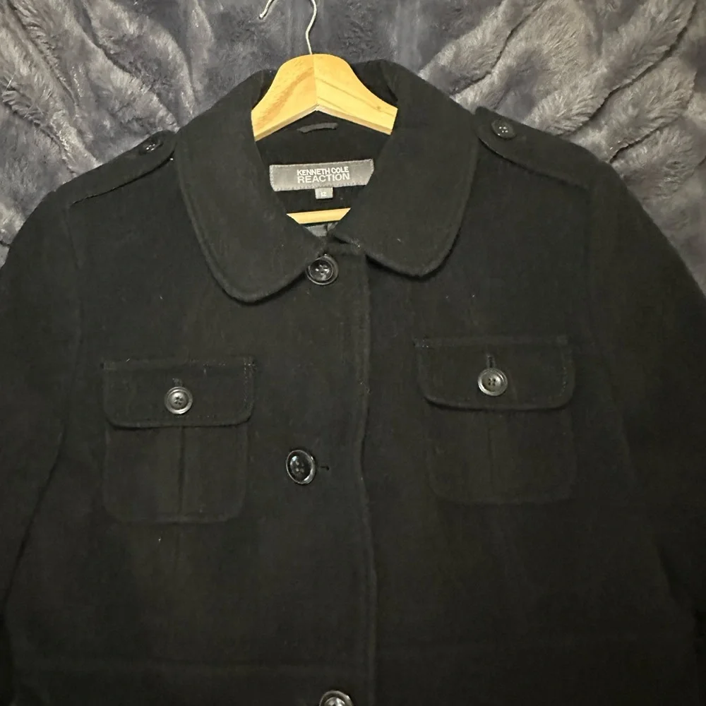 Kenneth Cole Reaction Women’s Black Button-Up Wool Coat